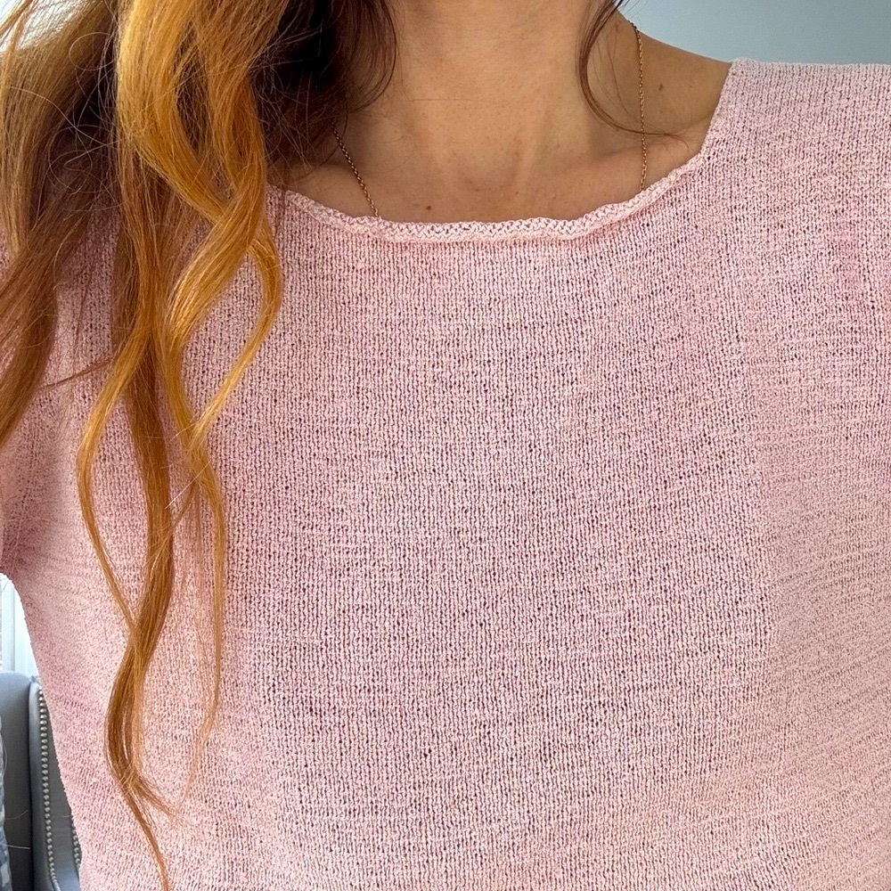 Eileen Fisher Long Sleeve Silk Blend Light Pink Top - Picture 9 of 9